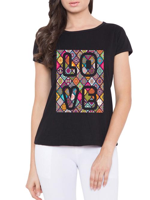 black printed cotton tee - 15168808 - Very Small Image - 1