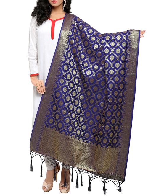 blue banarasi dupatta - 15168863 - Very Small Image - 1