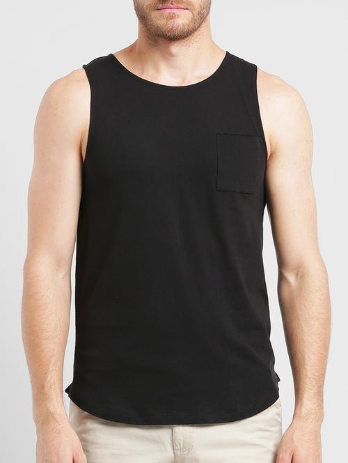 black cotton blend vest - 15171218 - Very Small Image - 1