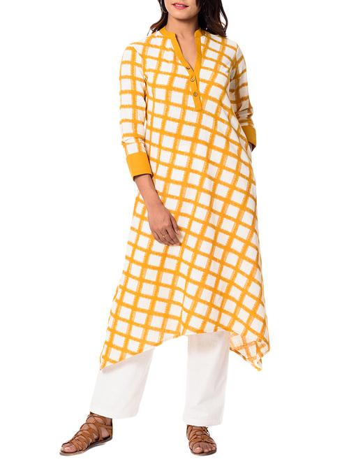 asymmetric checks kurta - 15172237 - Very Small Image - 1