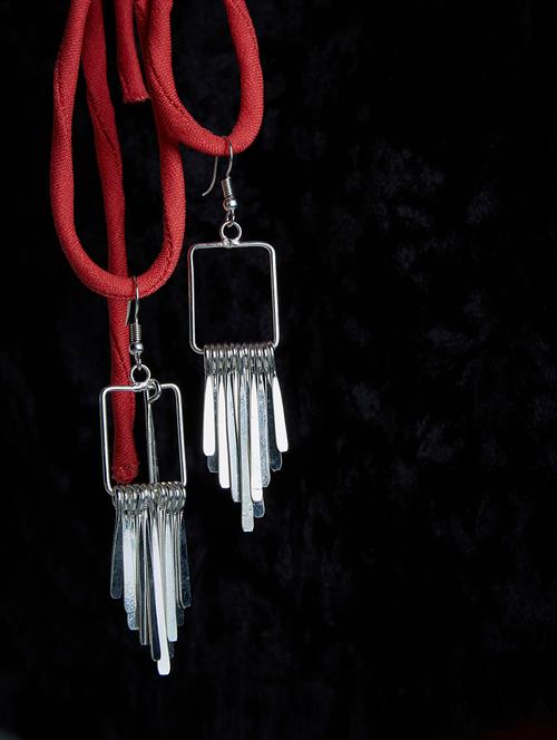 silver metal drop earring - 15172747 - Very Small Image - 1