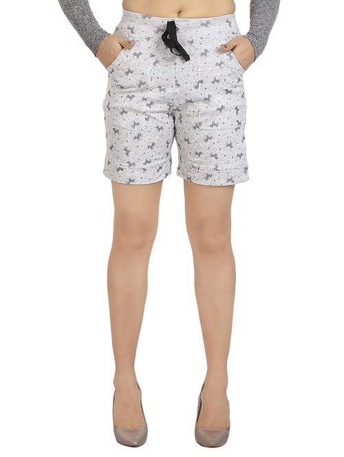 grey printed cotton shorts - 15172857 - Very Small Image - 1