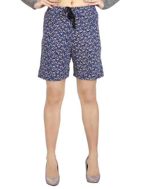 navy blue floral cotton shorts - 15172870 - Very Small Image - 1