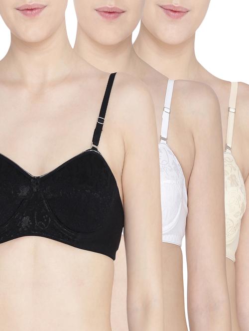 set of 3 multi colored cotton bras - 15175372 - Very Small Image - 1