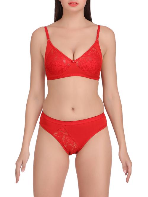 red viscose bras and panty set - 15176841 - Very Small Image - 1