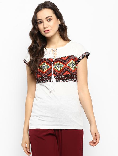 white cotton printed top - 15177087 - Very Small Image - 1