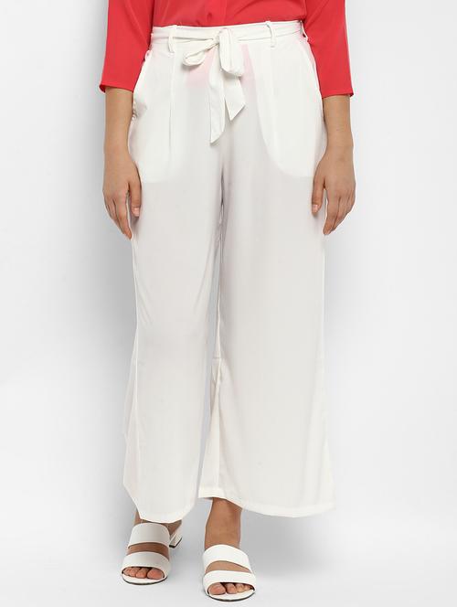 white solid straight palazzo - 15177121 - Very Small Image - 1