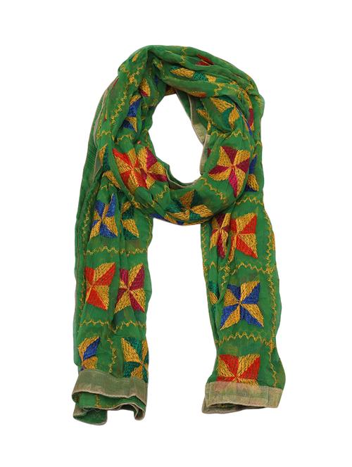 green cotton dupatta - 15177202 - Very Small Image - 1