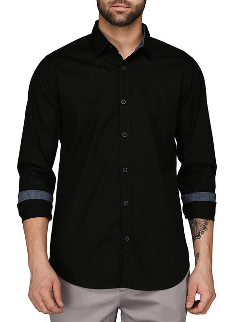 black cotton casual shirt - 15177837 - Very Small Image - 1