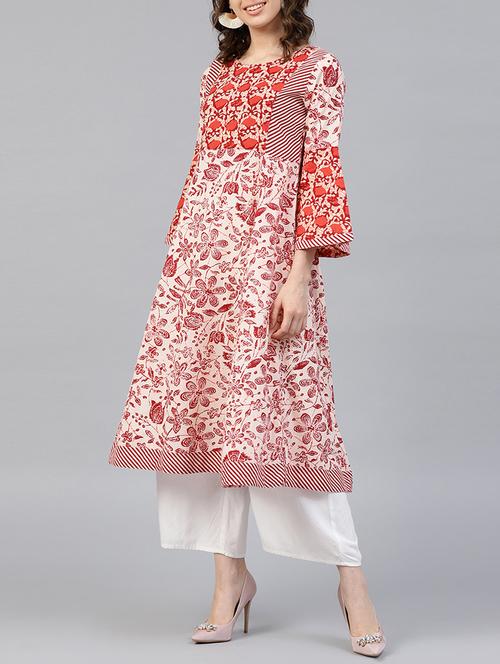 maroon cotton aline kurta - 15178855 - Very Small Image - 1