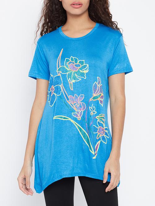 blue hosery printed tee - 15179006 - Very Small Image - 1