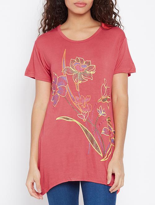 women's front print round neck t-shirt - 15179009 - Very Small Image - 1