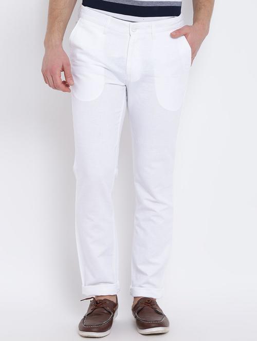 white cotton blend chinos - 15179289 - Very Small Image - 1