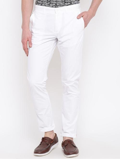 white cotton blend chinos - 15179290 - Very Small Image - 1