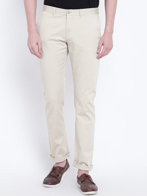 beige cotton blend chinos - 15179293 - Very Small Image - 1
