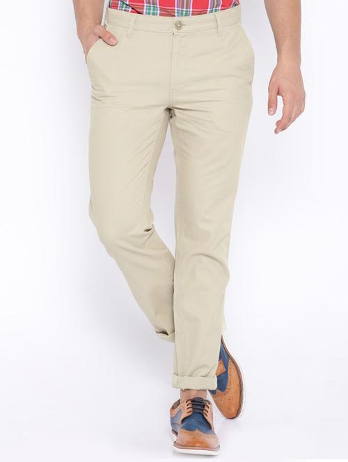 beige cotton blend chinos - 15179296 - Very Small Image - 1