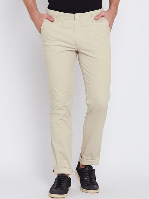 beige cotton blend chinos - 15179306 - Very Small Image - 1
