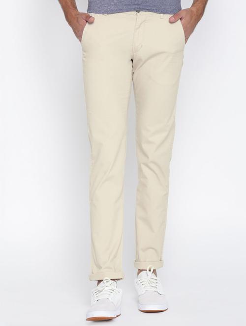 beige cotton blend chinos - 15179310 - Very Small Image - 1