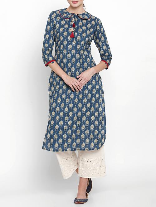 peter pan collar kurta with tassels - 15179849 - Very Small Image - 1