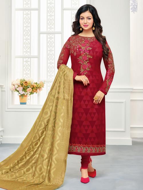 embroidered unstitched churidaar suit - 15180533 - Very Small Image - 1