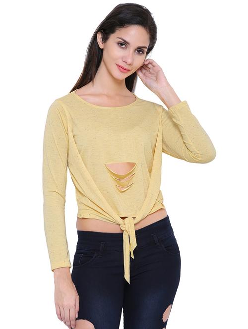 ladder ripped tie front crop top - 15180559 - Very Small Image - 1