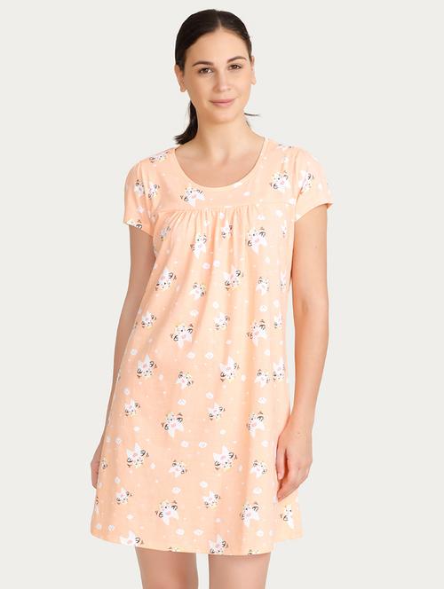 orange printed cotton sleepshirt - 15180802 - Very Small Image - 1