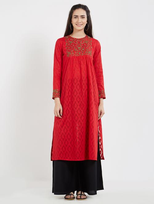 embroidered straight kurta - 15181006 - Very Small Image - 1