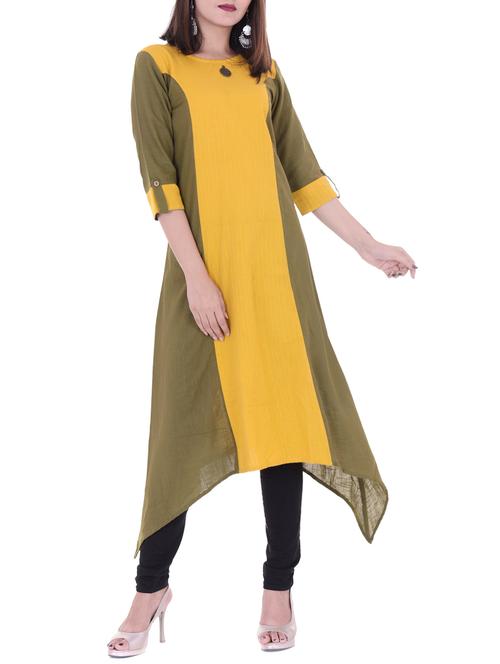 color block asymmetric kurta - 15181145 - Very Small Image - 1