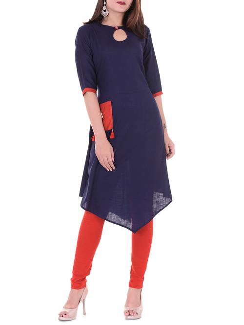 key hole asymmetric kurta - 15181150 - Very Small Image - 1