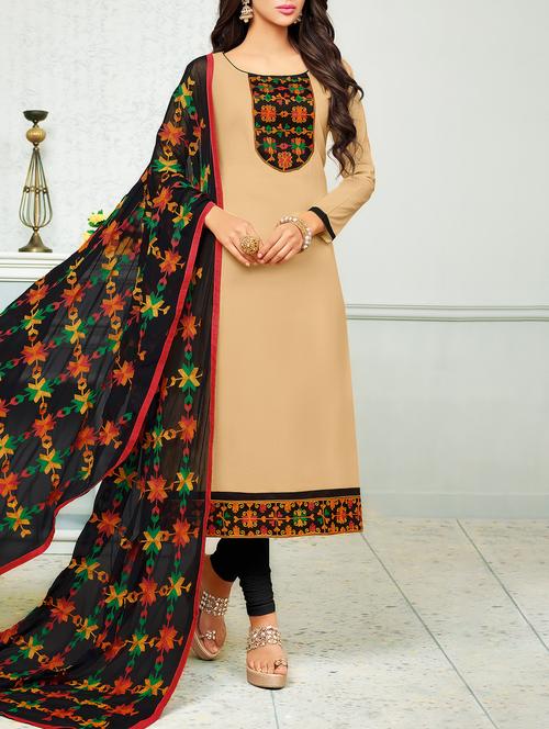 embroidered unstitched churidaar suit - 15181834 - Very Small Image - 1