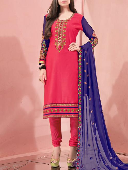 embroidered unstitched churidaar suit - 15183038 - Very Small Image - 1