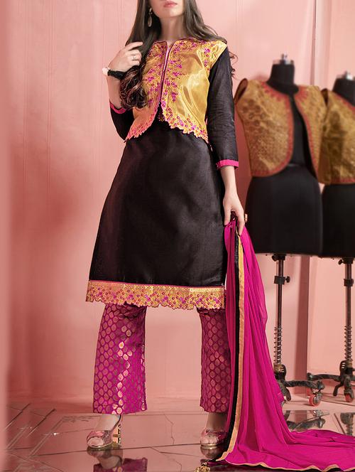 embroidered semi-stitched palazzo suit - 15183040 - Very Small Image - 1