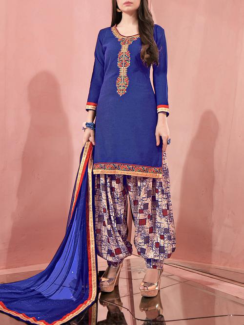 embroidered semi-stitched salwar suit - 15183041 - Very Small Image - 1