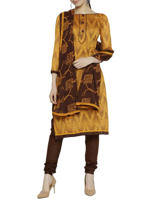 yellow embellished unstitched churidaar suit - 15184346 - Very Small Image - 1