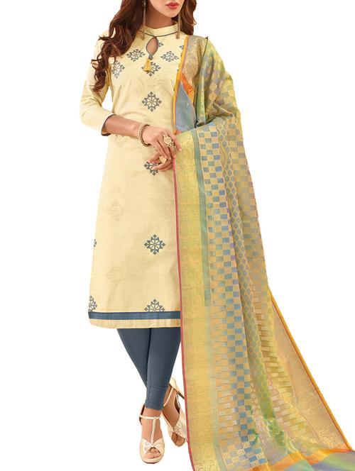 embroidered unstitched churidaar suit - 15184806 - Very Small Image - 1