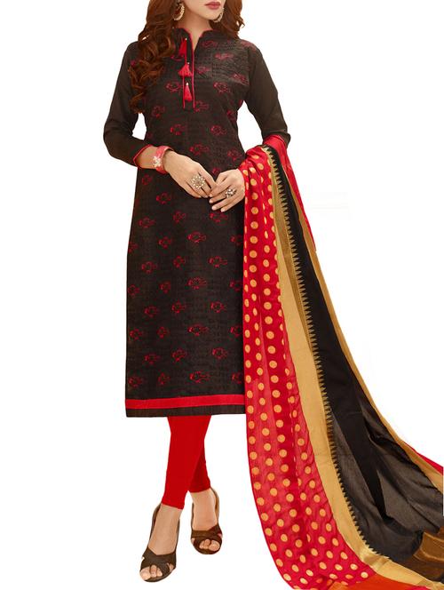 embroidered unstitched churidaar suit - 15184808 - Very Small Image - 1