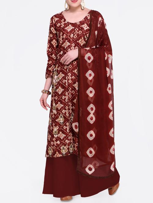 embroidered unstitched palazzo suit - 15185305 - Very Small Image - 1