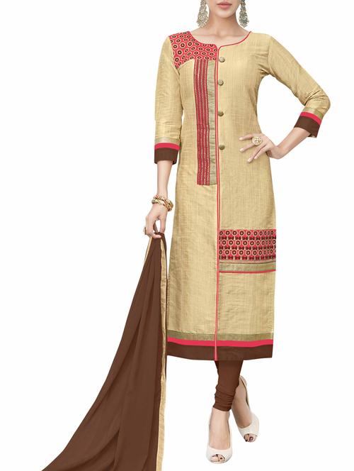 embroidered unstitched churidaar suit - 15185333 - Very Small Image - 1