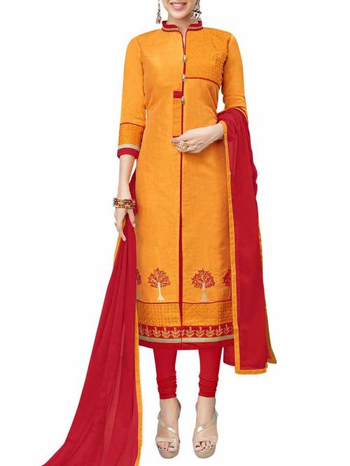 embroidered unstitched churidaar suit - 15185334 - Very Small Image - 1