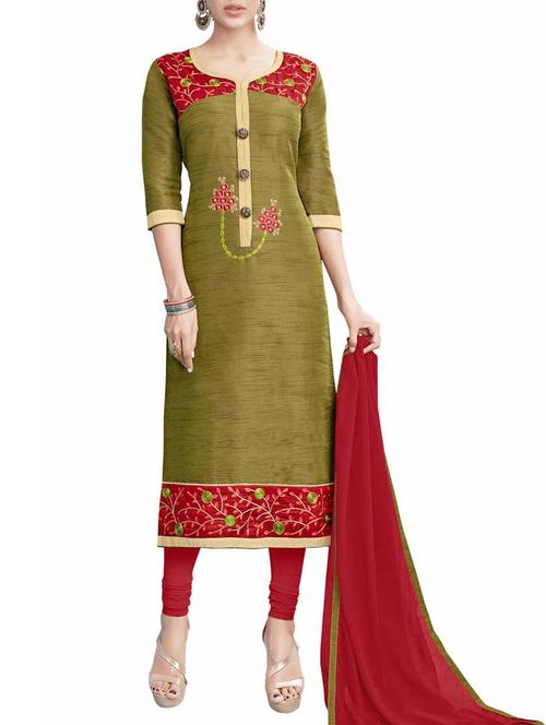 embroidered unstitched churidaar suit - 15185340 - Very Small Image - 1
