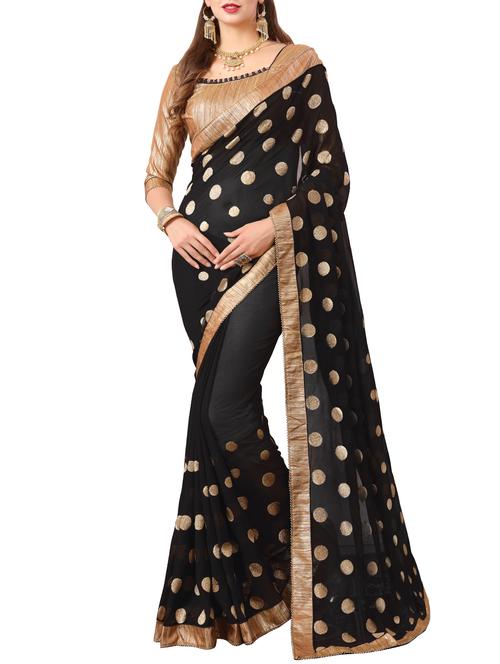 black georgette embroidered saree - 15186451 - Very Small Image - 1