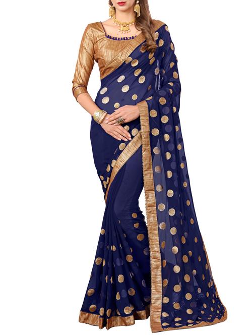 blue georgette embroidered saree - 15186452 - Very Small Image - 1