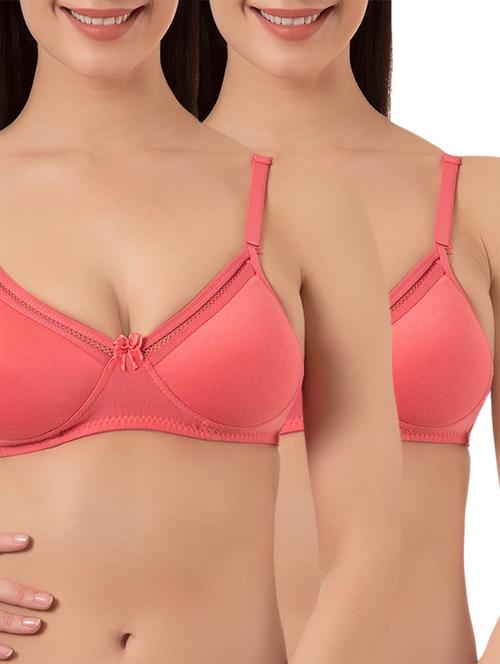 set of 2 pink solid lycra bra - 15186550 - Very Small Image - 1