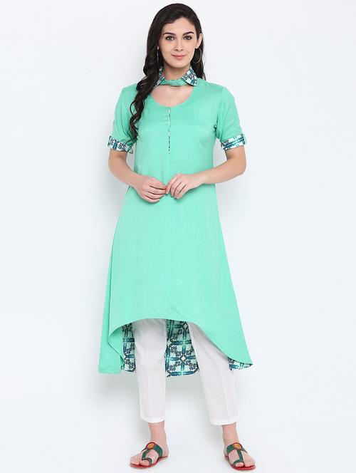 high-low kurta with pant - 15186819 - Very Small Image - 1