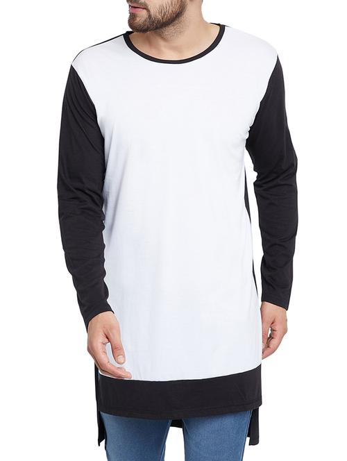 white cotton blend color block t-shirt - 15187329 - Very Small Image - 1
