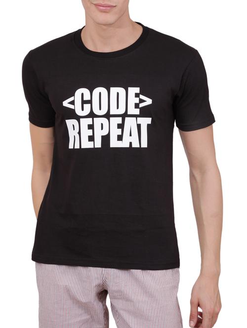 black cotton chest print tshirt - 15187391 - Very Small Image - 1