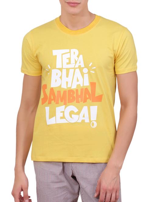 yellow cotton front print tshirt - 15187397 - Very Small Image - 1