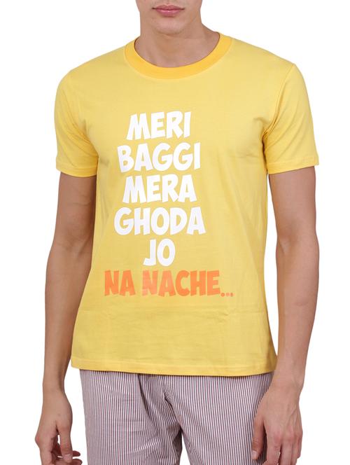 yellow cotton front print tshirt - 15187431 - Very Small Image - 1