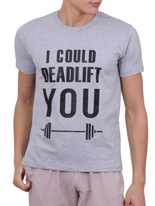 grey cotton front print tshirt - 15187440 - Very Small Image - 1
