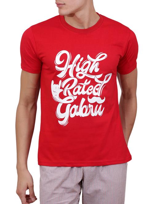 red cotton front print tshirt - 15187444 - Very Small Image - 1